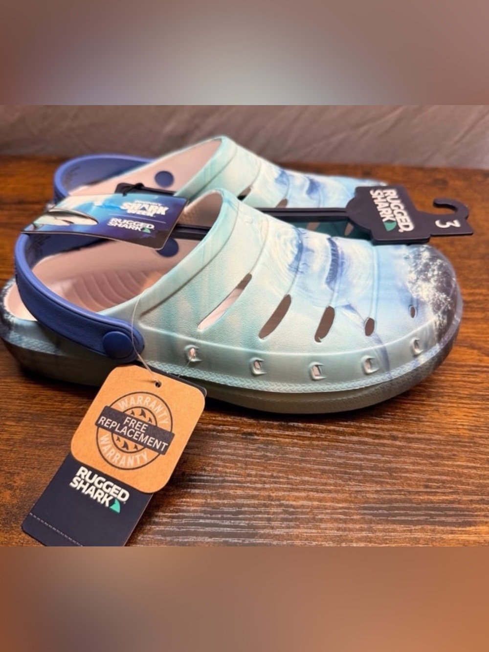 Rugged Shark Clogs Sandals Water Shoes Comfort Slip On Size 3 NWT Shark Week